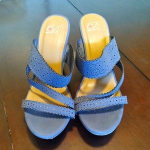 Derek Heart Navy Blue Lacey Wedges